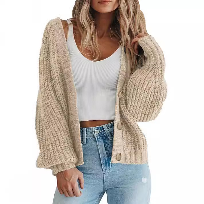Autumn and Winter European and American Cardigans Cross-Border 2025 New Export Wide Loose Knitted Jacket Amazon Women's European and American Sweaters Autumn and Winter European and American Cardigans Cross-Border 2025 New Export Wide Loose Knitted Jacket Amazon Women's European and American Sweaters