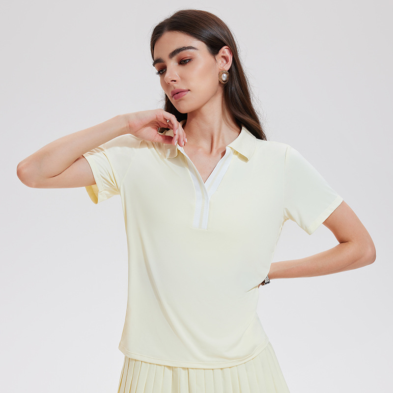 Camiseta deportiva de color de alta gama, ropa de tenis de mujer, polo de mangas cortas, golf, secado rápido, chaqueta transpirable