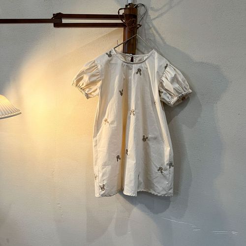 Girls Dress Summer Pure Cotton Embroidered Rabbit Children's Skirt  New Summer Short Sleeve Baby Princess Dress