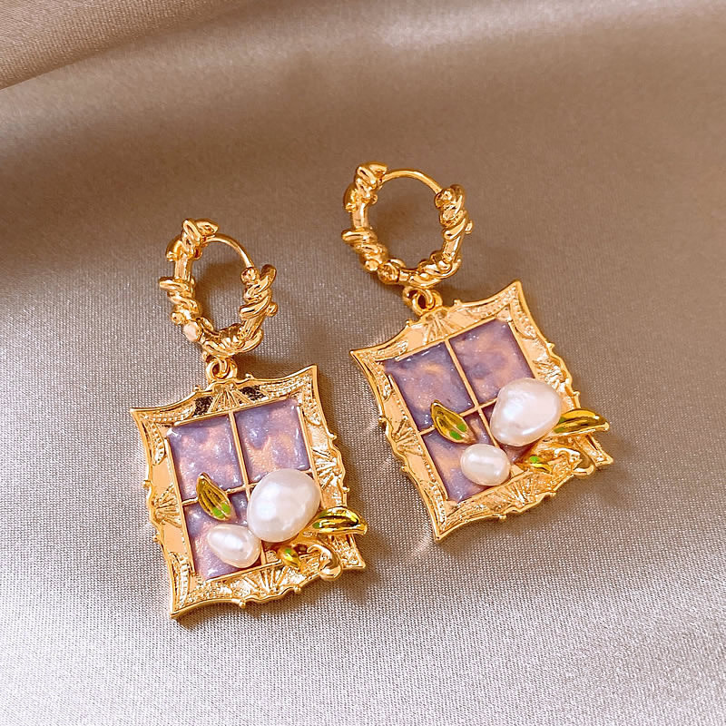 Pendientes vintageins de mediana edad de nicho retro Pendientes de lujo ligero de alta calidad al por mayor Pendientes de estilo de pintura al óleo de esmalte femenino image 23