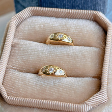 金色小太阳八芒星耳扣女法式复古镀金耳圈欧美跨境镶钻时尚耳环饰