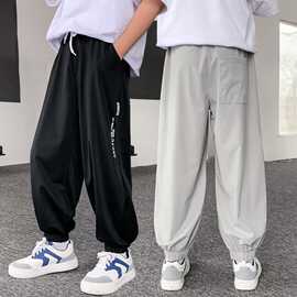 男童裤子夏薄款中大童韩版宽松休闲运动速干裤男孩轻薄九分防蚊裤