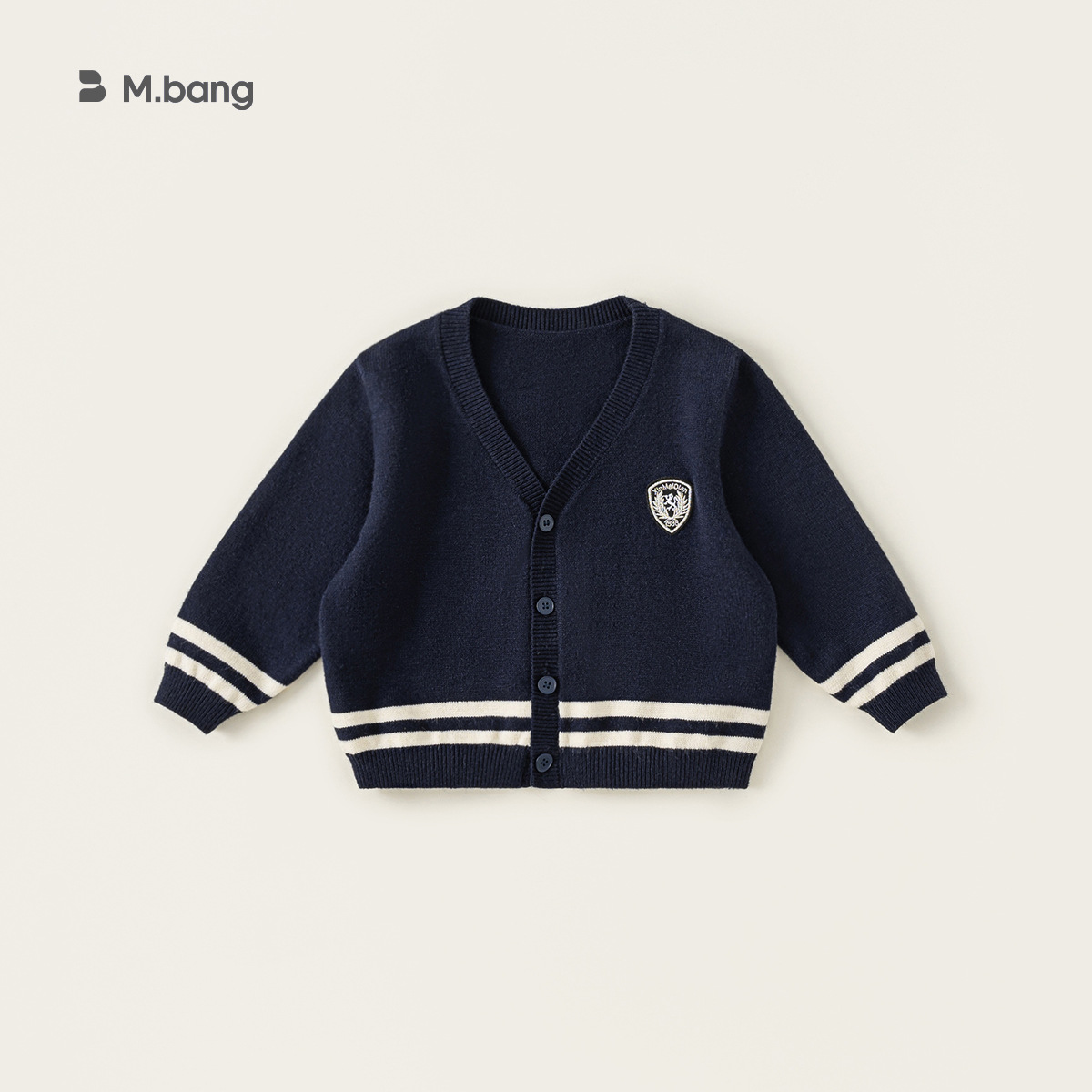 Yubao ropa infantil suéter de niño primavera y otoño nuevo estilo de estilo universitario camiseta de punto de cuello v cardigan 2026 chaqueta infantil