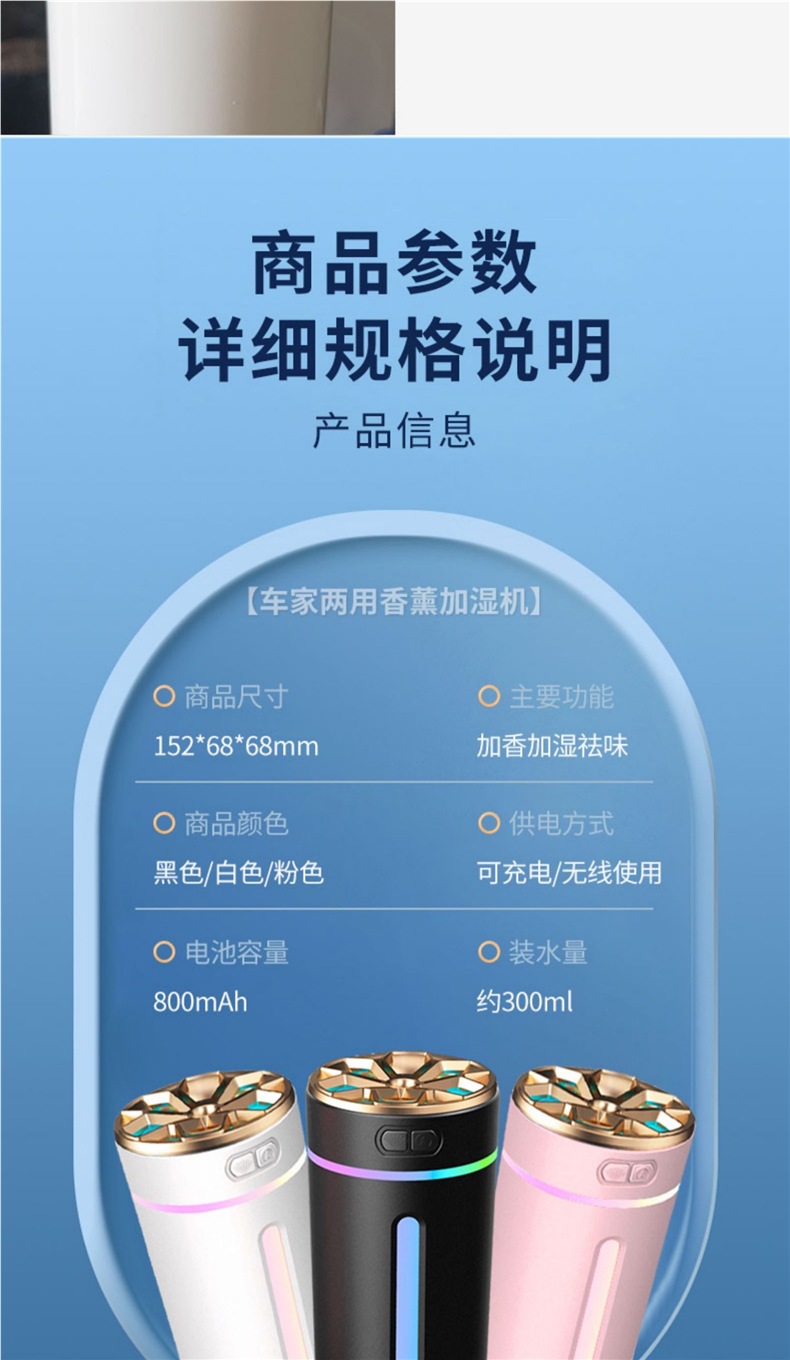 Smart Car Humidifier, Air Purifier, Aromatherapy Essential Oil, Car Odor Removal, Car Atmosphere Light, Perfume Oxygen Bar
