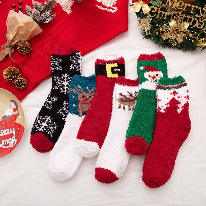 Рождественские чулки Коралловый бархат Рождественские женские чулки натальные чулки