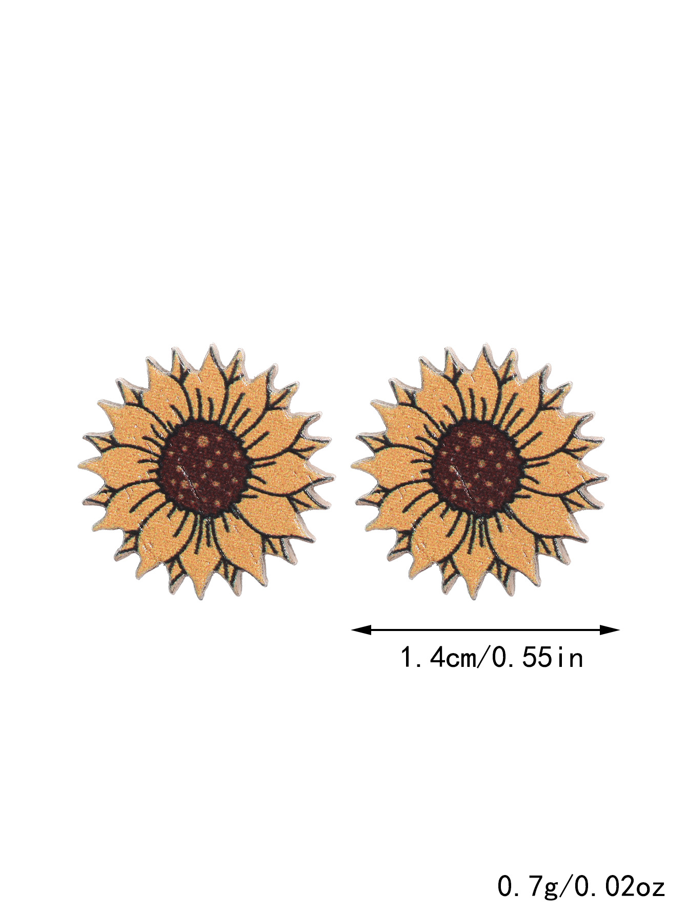 1 Pair Pastoral Sunflower Flower Wood Ear Studs display picture 4