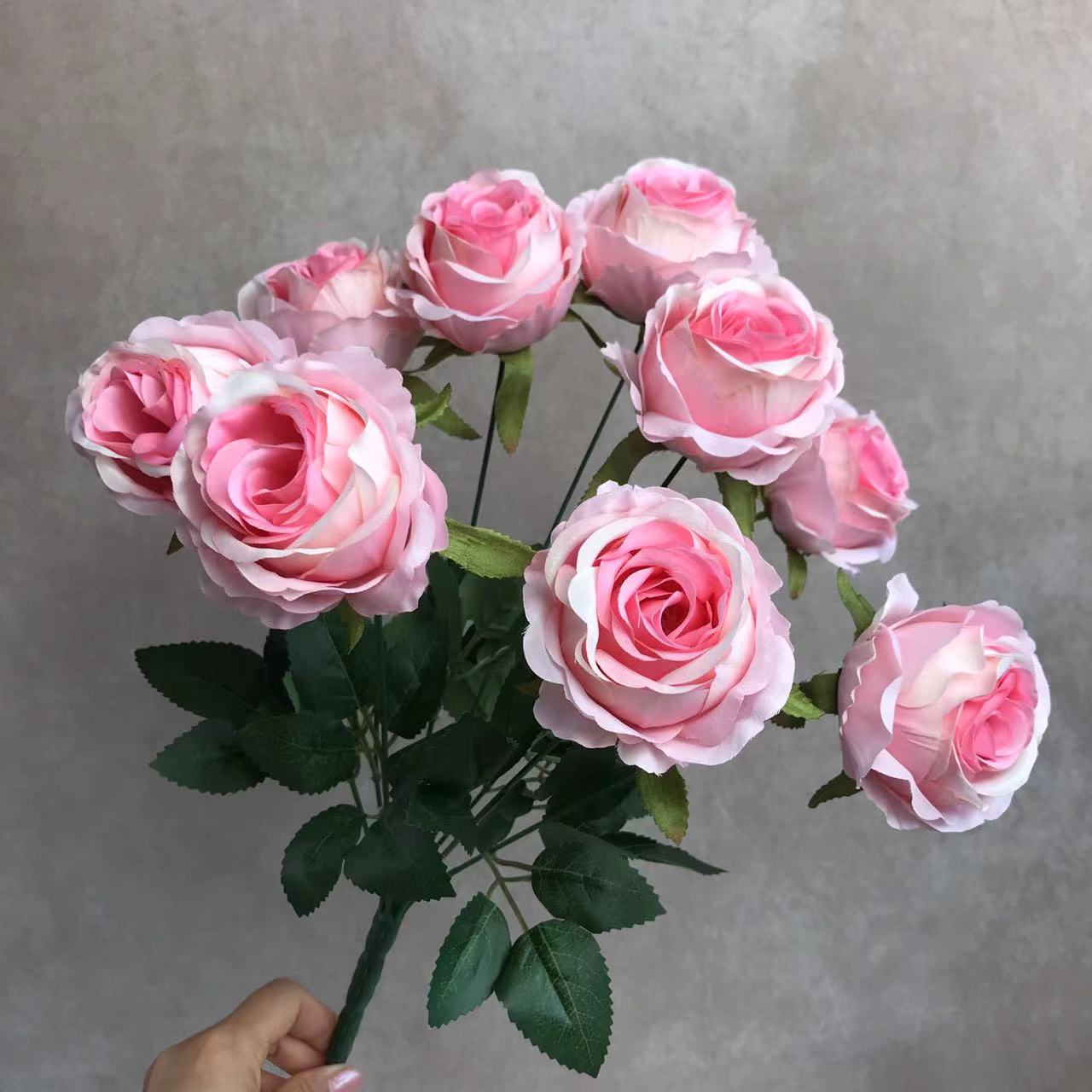 9송이 스노우 레이디아이스 장미 조화 꽃다발 웨딩홀 배경 꽃벽 실크 천 꽃꽂이 장식 해외 배송 조화