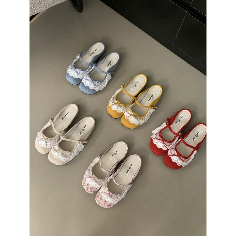 Женские туфли Мэри Джейн из французского ретро-кружева, лето 2025, мягкая подошва, элегантные, полуботинки с неглубоким вырезом, подходят к юбке