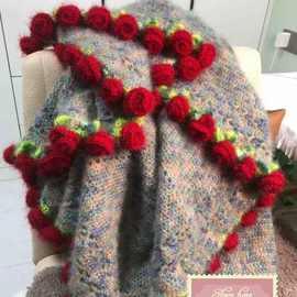 创意礼物毯子松鼠花新品材料包玫瑰毯子绒束钩织手工毛线束毯子
