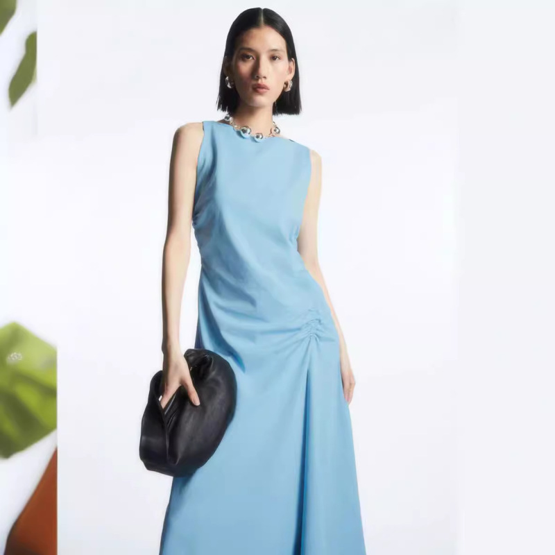 Co*S Women's 2025 Spring and Summer New Retro Irregular Sleeveless Long Skirt Temperament Slim Pleated Dress