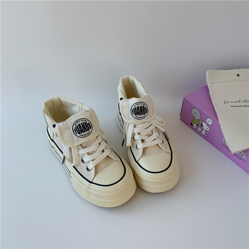 Yuanbo dos zapatos de lona de alto impacto de suela gruesa para mujeres 2025 nuevos zapatos blancos de nicho diseñados zapatos casuales image 3