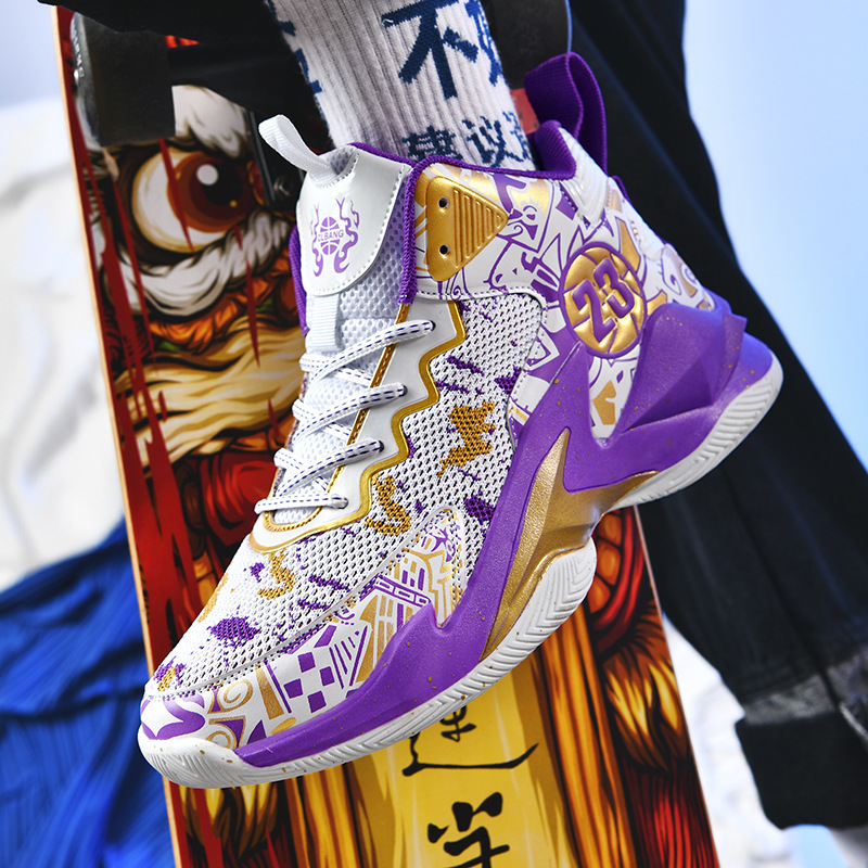 Grund- und weiterführende Schüler Basketballschuhe Jungen High-Top-Sportschuhe Beton tatsächliche Kampf-Jugend-Sneaker_voghion.com