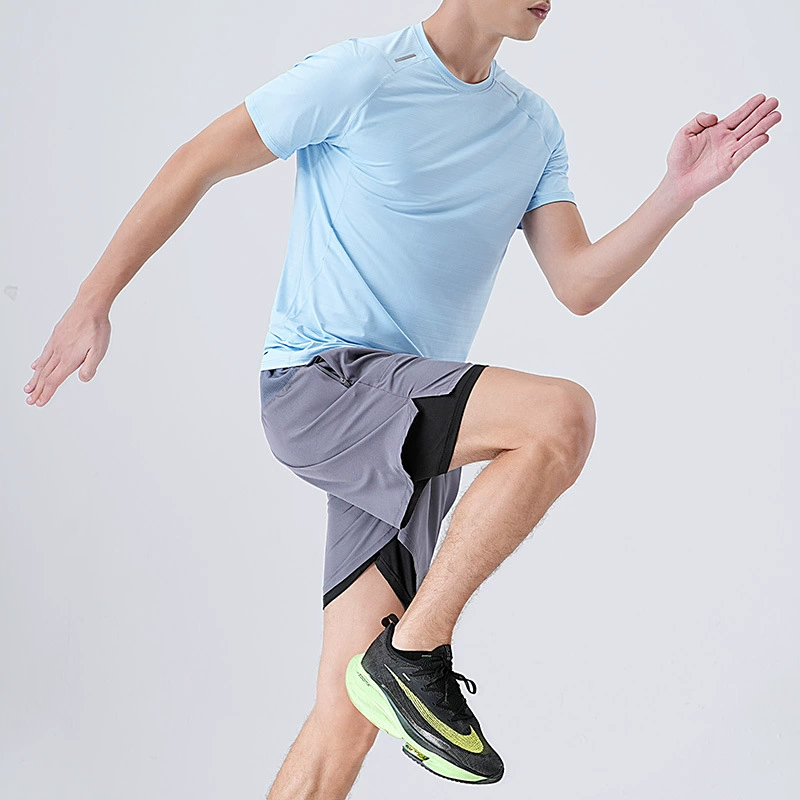 Летняя спортивная быстросохнущая футболка Спортивная быстросохнущая высококачественная повседневная футболка с половиной рукавов для фитнеса и бега на открытом воздухе с короткими рукавами