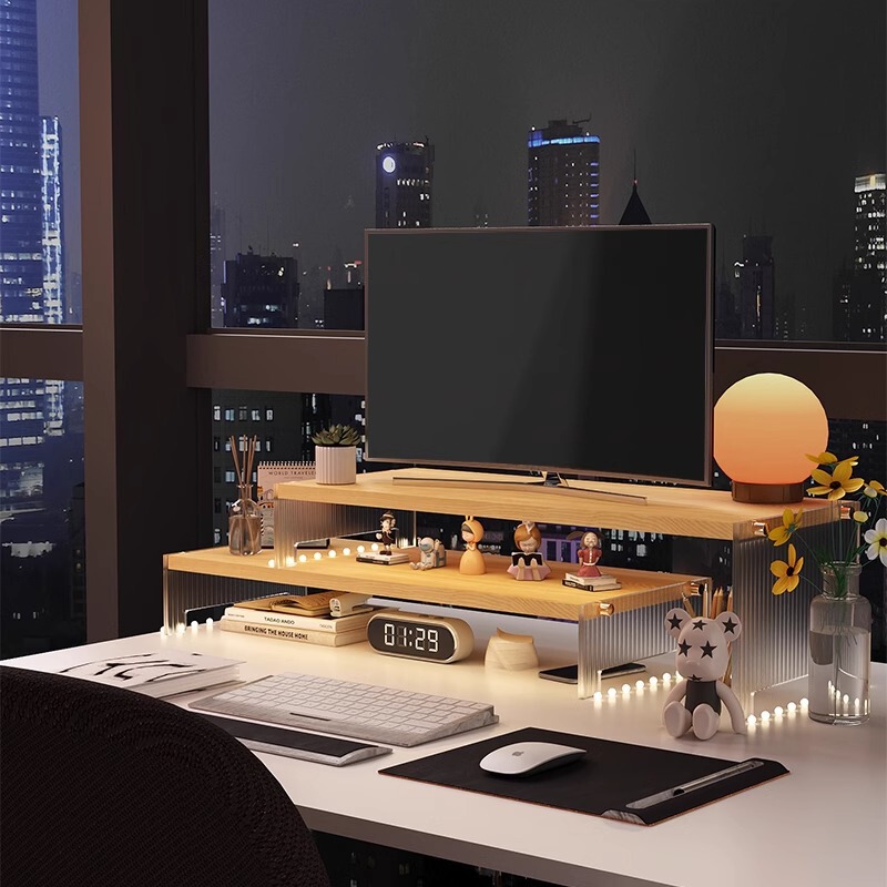 Desktop Computer Elevated Rack Acrylic Monitor Stand Office Desktop Storage Shelf Notebook Storage Rack
