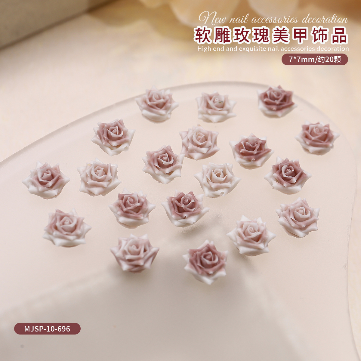 Nueva imitación de joyas de uñas rosadas caliente camellia suave tallada perforación de uñas red rojo para usar accesorios de uñas image 19