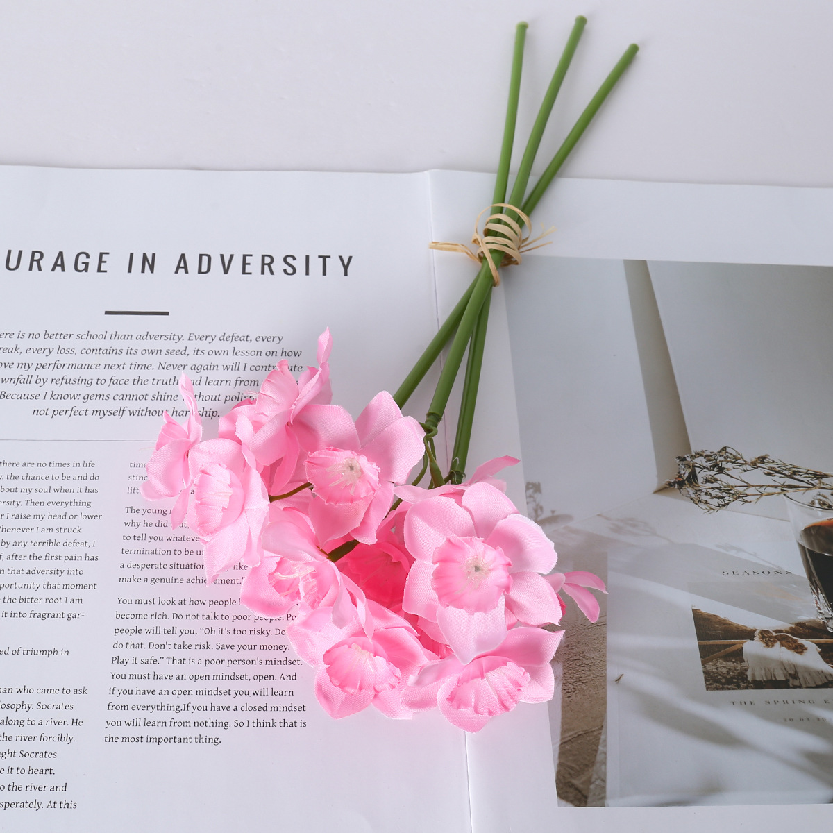 flores simuladas flores de narcisos flores de mano flores flores de mano boda flores simuladas decoración de la mesa de comedor fotografía flores de seda flores falsas