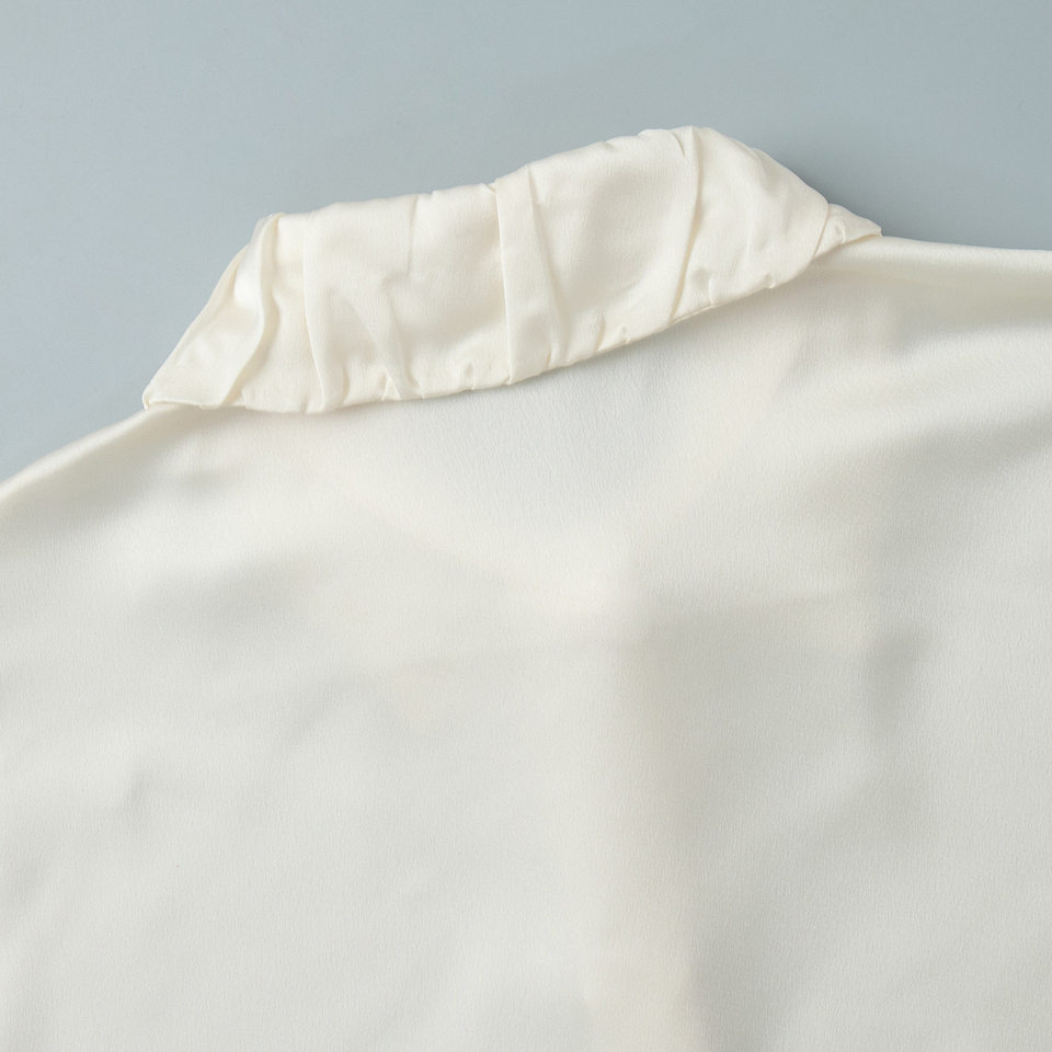 Bộ đồ ngủ dài tay dài quần viền bèo nhún phong cách Âu Mỹ, áo cardigan cài nút — Màu be chi tiết 8