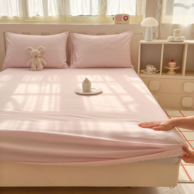 2025 nuevo estilo japonés color sólido viento sin impresión tipo A leche algodón lavado súper suave sábana de una pieza funda de almohada