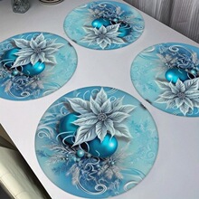 B 72756 Blue Floral Round Placemat Բ�β͵� �羳ŷ������ѷ��