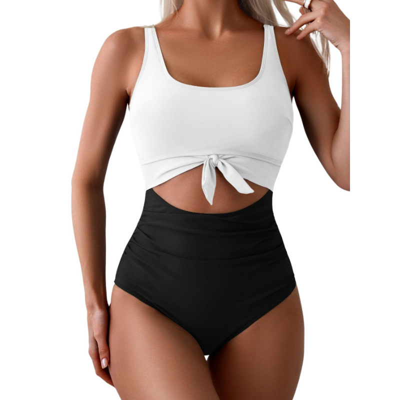 2026 Europa y América amazon trajes de baño de mujer abdominales cerrados trajes de baño de correa hueca
