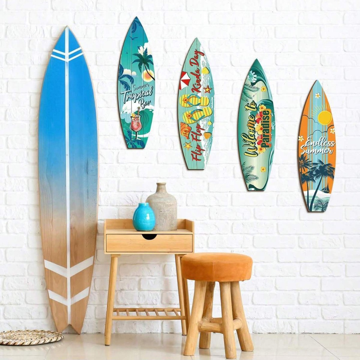 Decoración de pared de playa de madera temática de verano bar tropical decoración de pared de verano colgante de decoración de fiesta familiar