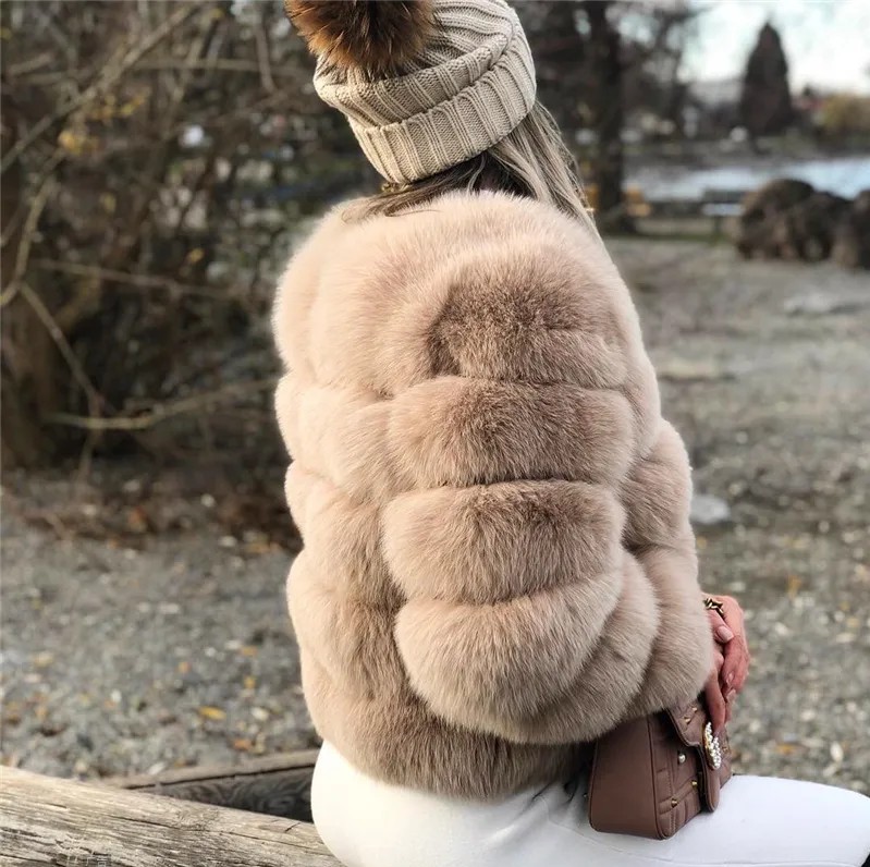Women's Casual Solid Color Hidden Buckle Coat Faux Fur Coat display picture 2