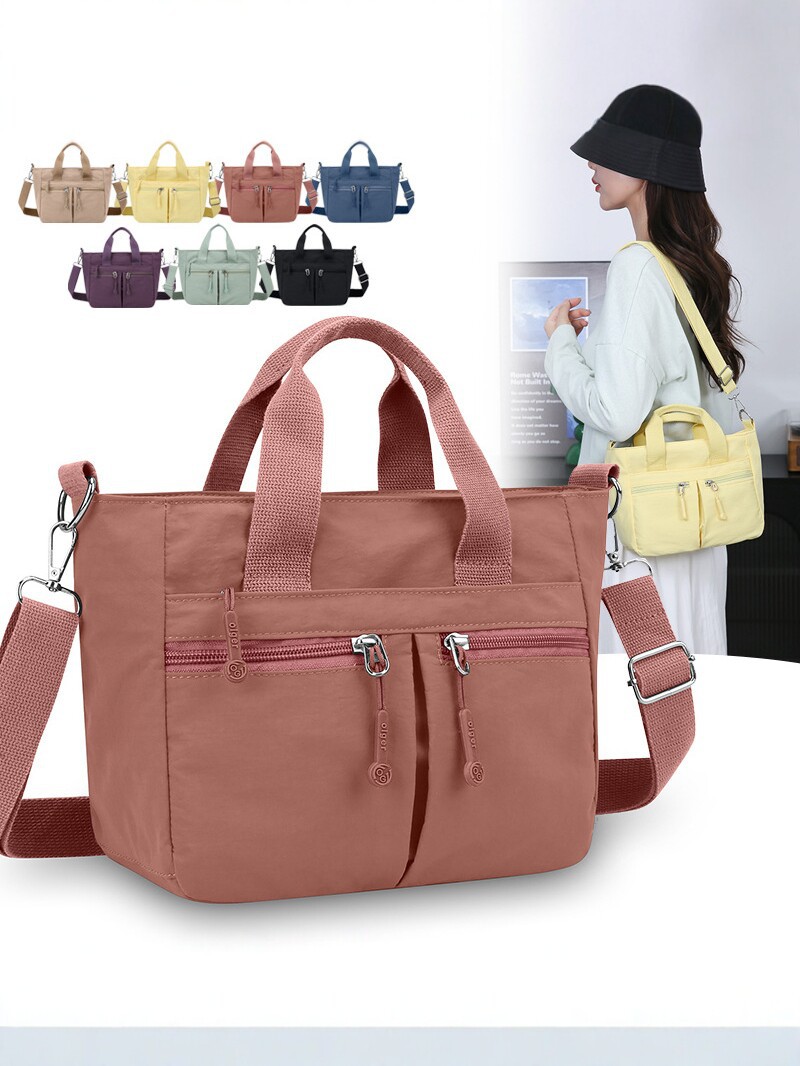 New nylon fabric large-capacity versatile tote bag for women, simple multi-pocket casual shoulder handbag and crossbody bag