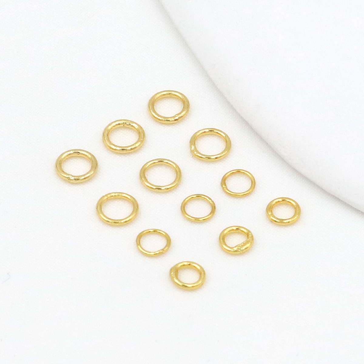Anillo de cierre de oro real de 18k con retención de color, anillo único de soldadura de 4 mm5 mm, anillo de conexión de cierre de cuentas hecho a mano de bricolaje B05 image 7