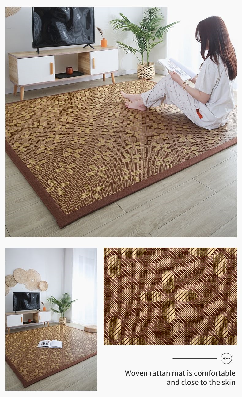 Summer Japanese-Style Cooling Mat for Bay Window, Balcony, Tatami, Straw Mat, Tea Table, Bedside Carpet, Simple Modern Children's Crawling Mat