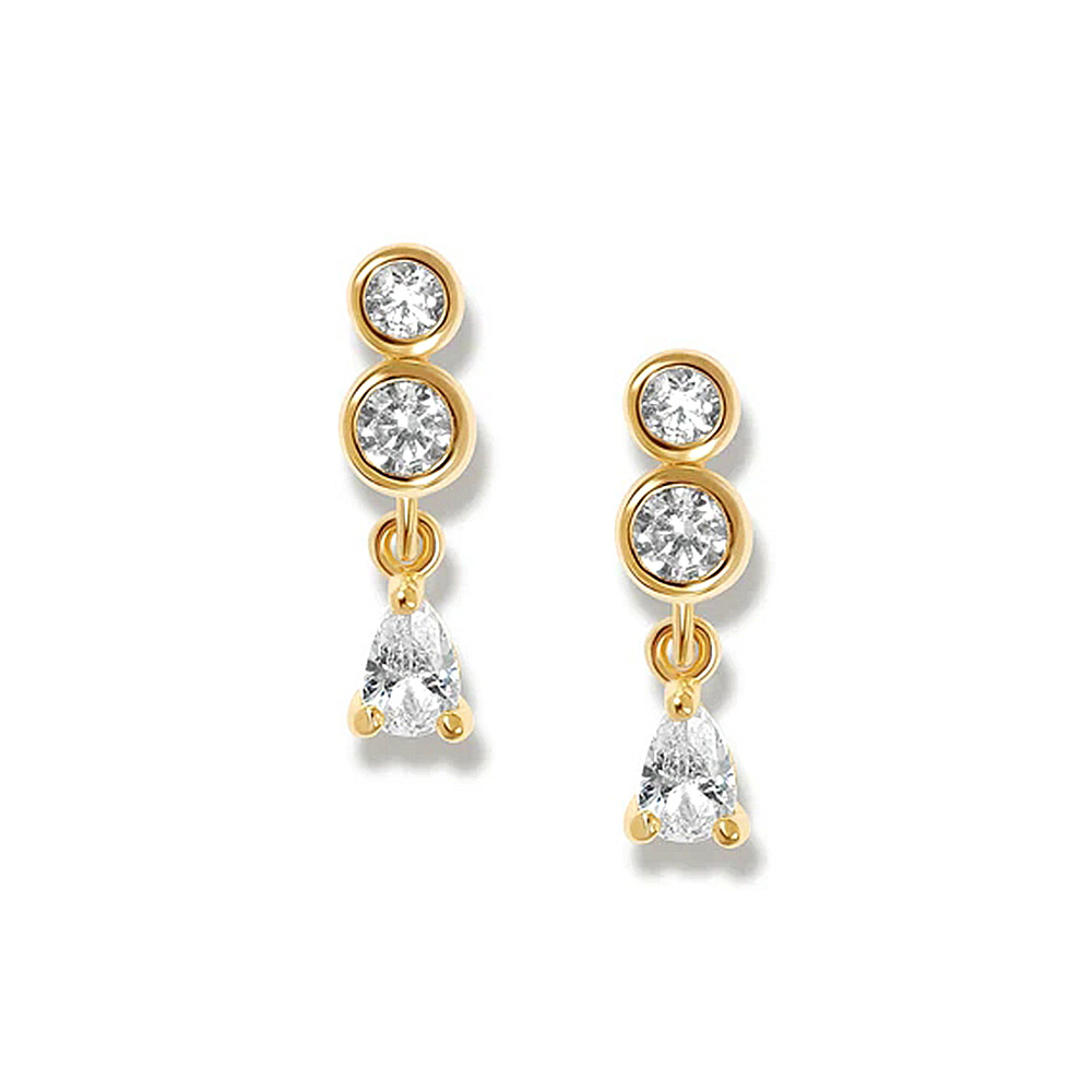 Fashion Geometric Sterling Silver Inlay Zircon Drop Earrings 1 Pair