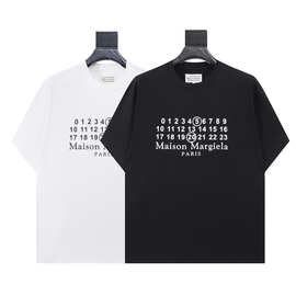 重磅马吉拉MM6纯棉280g刺绣印花镂空数字男女休闲宽松情侣短袖T恤