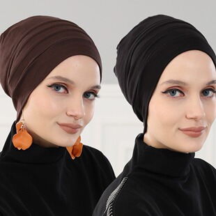 Cross-border women's back elastic pleated hexagonal cap Muslim base cap in stock