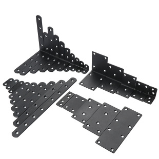 Black Stainless Steel Angle Bracket Right Angle Furniture Wardrobe Cabinet Thickened Angle Bracket 90-Degree Link Black Straight Piece Fixed Shelf