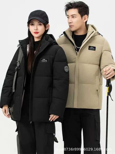 Unisex detachable hooded cotton jacket for cross-border sales, new winter windproof and waterproof couple's warm cotton coat