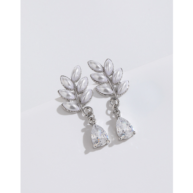 Pendientes de perlas artificiales de Plata de Ley 925 para mujeres nicho diseño retro pendientes simples elegantes pendientes de alta calidad