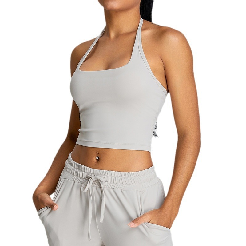 2024 primavera y verano nuevo estilo halter ropa interior deportiva mujer belleza espalda chaleco de yoga sujetador deportivo ropa de yoga de secado rápido top