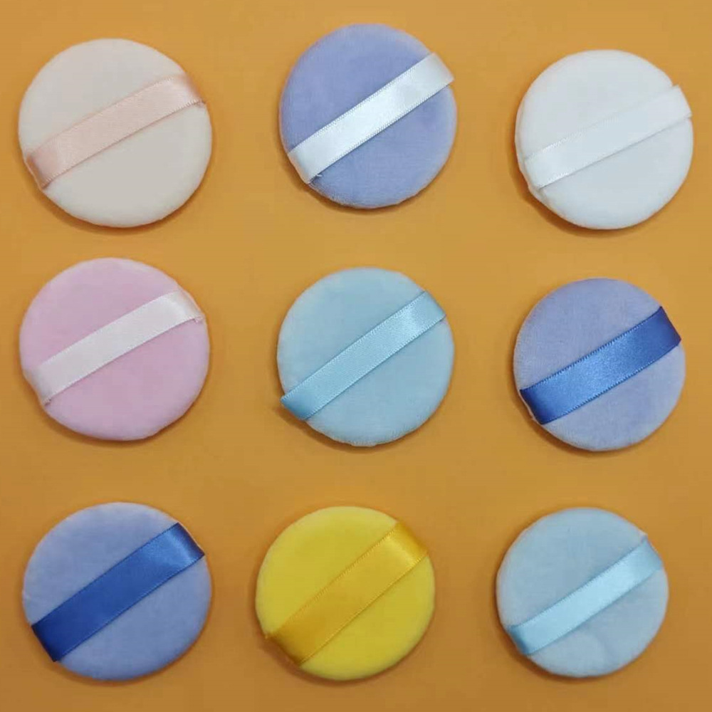 Flocado miel en polvo puff piel amigable seco redondo estudio maquillaje algodón puff polvo seco polvo suelto herramientas de belleza