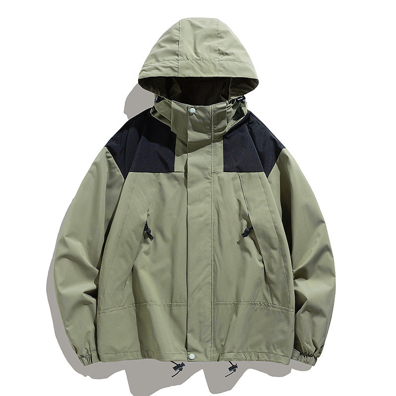 Cross-border New Style Jacket for Men and Women Outdoor Couple Color-matching Jacket for Men and Women Removable Cap Waterproof Windproof Mountain Jacket