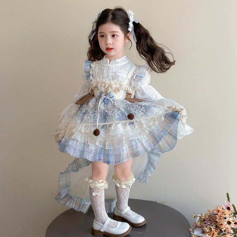 洛丽塔女童公主裙2025新款儿童生日礼服裙子小女孩洋气复古连衣裙|undefined