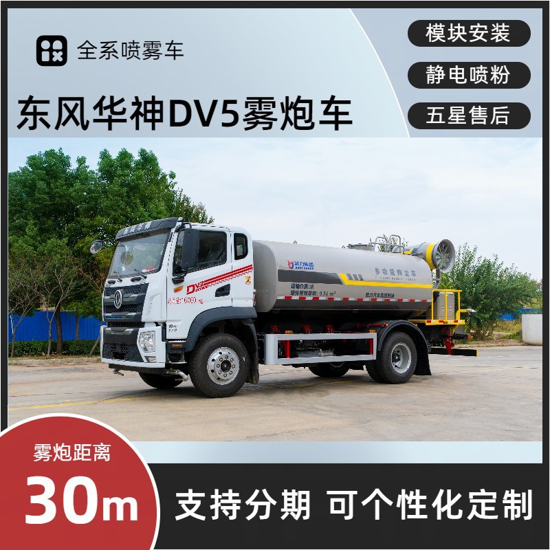 Dongfeng Huashen Dv Fog Cannon Truck 12-Ton Multi-Functional Dust Suppression Truck 30m Construction Site Dust Reduction Spray Sprinkler Truck