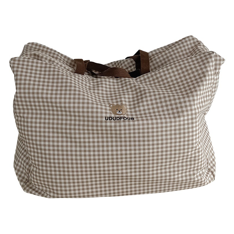 Bolsa de almacenamiento reductora de carga de jardín de infantes bolsa de maternidad de viaje a cuadros de gran capacidad bolsa de viaje bolsa de equipaje bolsa de viaje de edredón