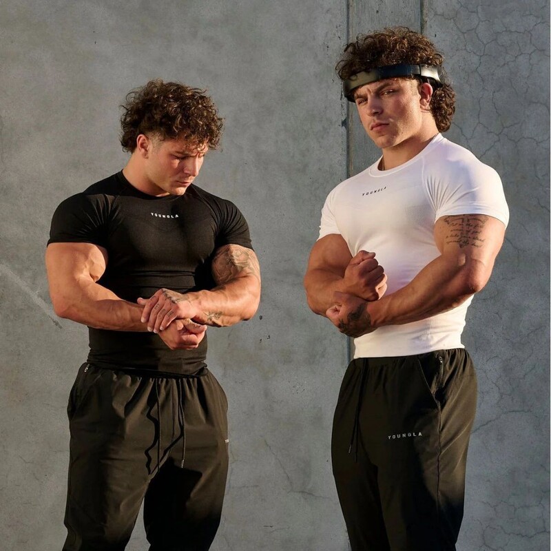 Youngla Men's T-Shirt Sports Fitness Quick-Drying Breathable Stretch Fitness Clothes Jogger Outdoor Running Basketball Clothes