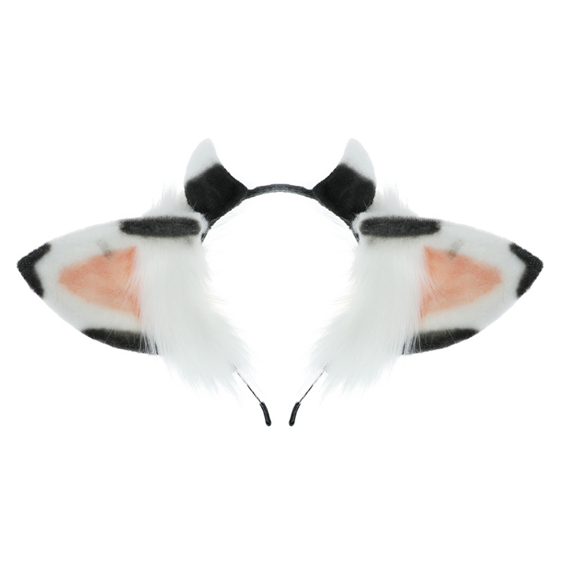 De una sola pieza hecha a mano lindo felpa accesorios para el cabello KC vaca oreja diadema simulación bestia oído tocado Accesorios de rendimiento
