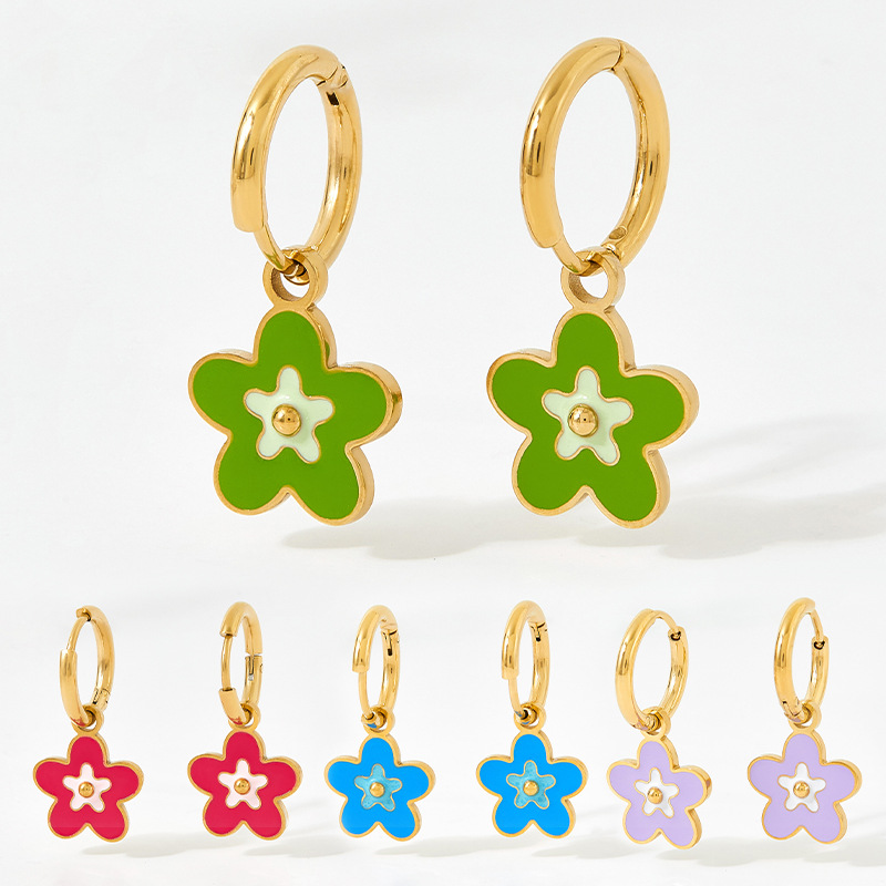 Fashion Flower Stainless Steel Plating Dangling Earrings 1 Pair display picture 3