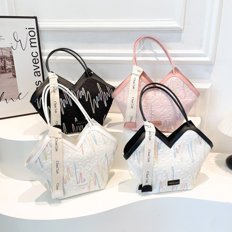Bolso de viaje de lona nuevo transfronterizo, bolso de axila de un solo hombro con rayas de color contrastante, bolso de ocio de gran capacidad Tote para mujer