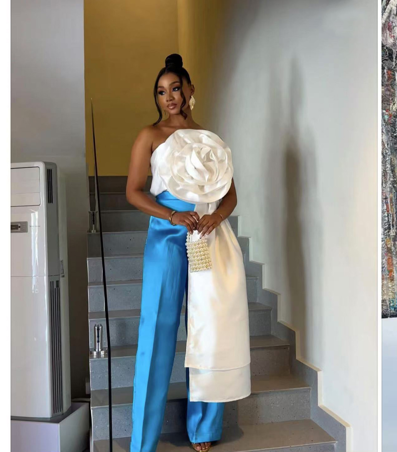 BKQU Chic Large 3D Flower Women's Vest Strapless Zipper Backless Crop Top 2025 Summer Asymmetrical Ribbon Sexy Elegant Party Top picture