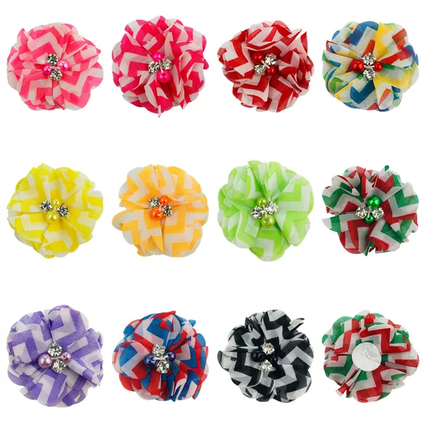 5cm chiffon wave head flower children's clothing hair accessories DIY accessories ultra low price sewing diamond flower 11 color spot