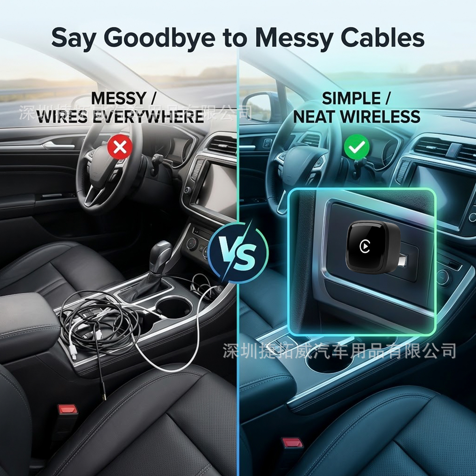 Cross-border wireless CarPlay adapter, Apple Auto 2-in-1, converts wired CarPlay to wireless in your car