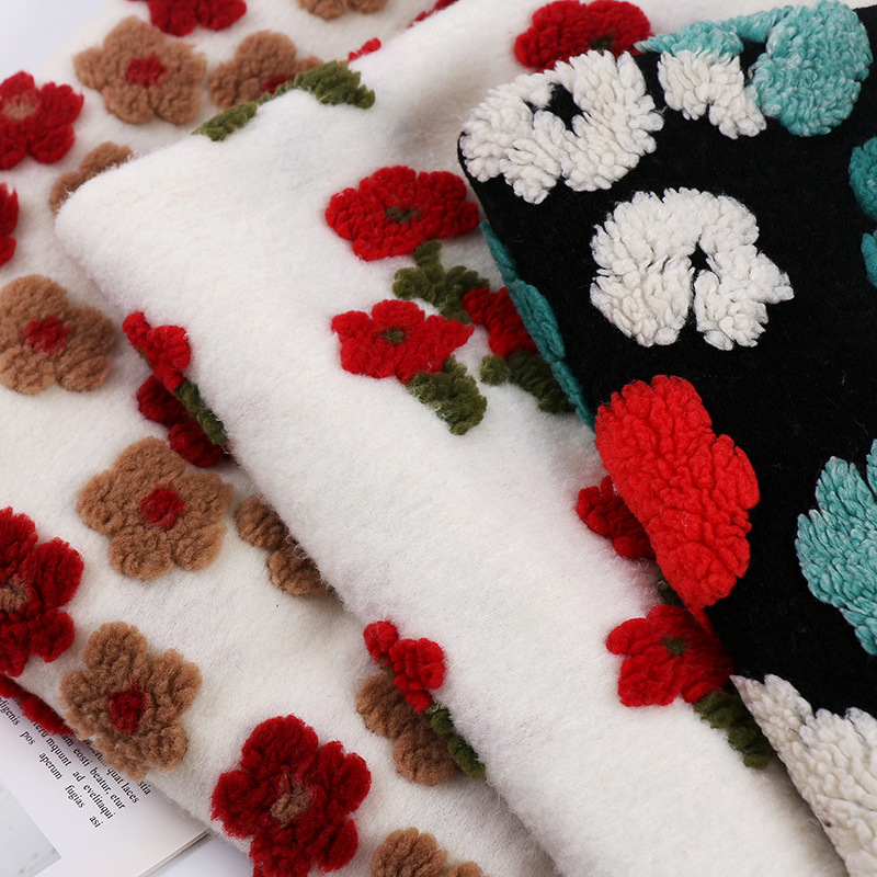 花朵提花绒布  外套包包抱枕绒布布料  双色提花绒布现货多色