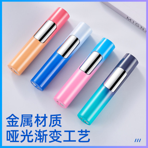 Internet celebrity cylindrical pink flame lighter personalized gradient color metal windproof creative gift lighter trend